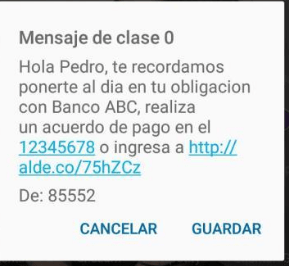 Ejemplos de SMS flash