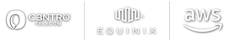 Logos de C3ntro Telecom, AWS y EQUINIX.