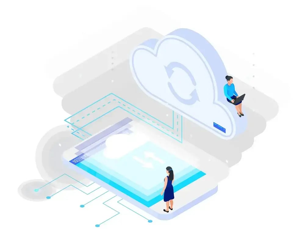 Ilustración representativa de migración a la Nube, Cloud Services.&nbsp;